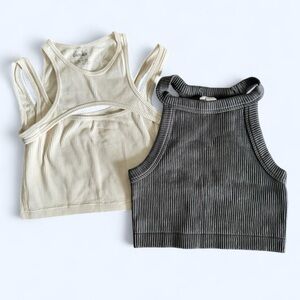 Bundle of Cream and Dark Gray Cropped  tank tops